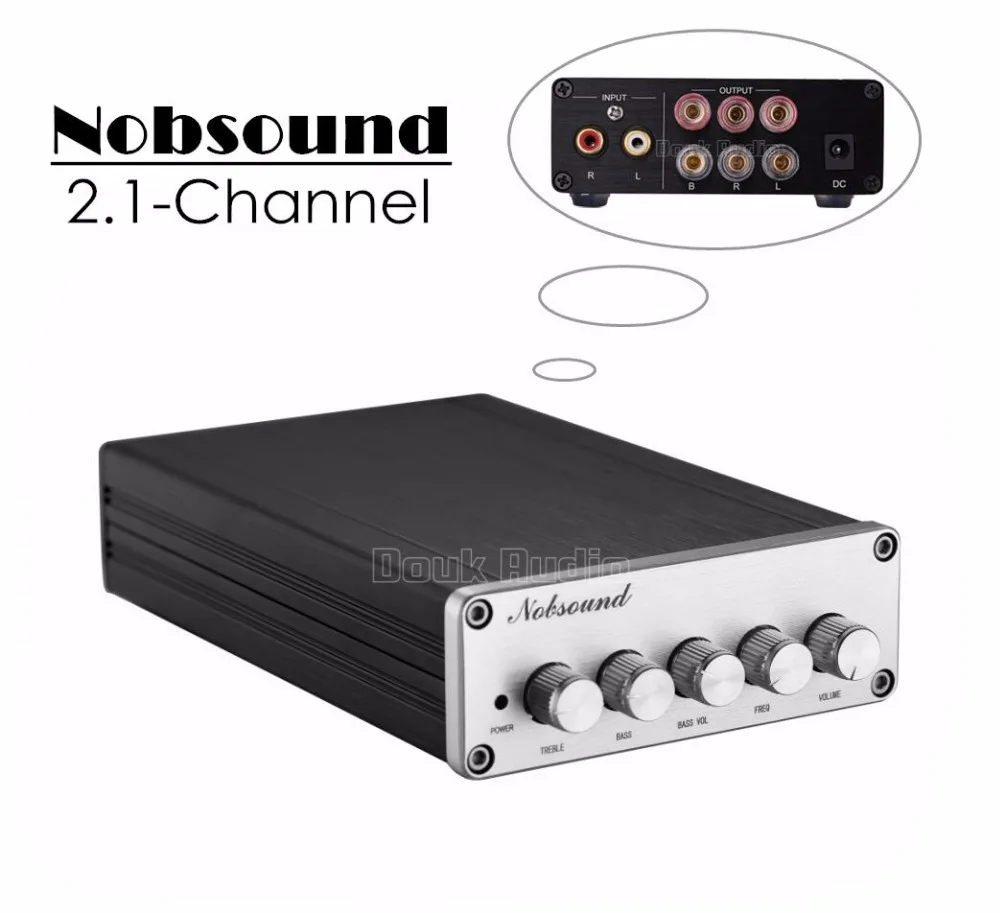 Nobsound мини HiFi 2,1 канальный TPA3116D2 цифровой усилитель мощности Hi-Fi стерео аудио бас усилитель 2*50 Вт сабвуфер