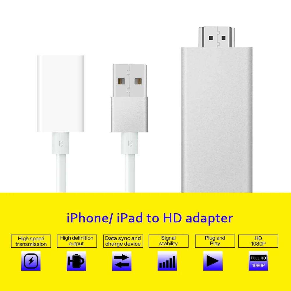 HDMI ТВ карта кабель Поддержка AirMirror Airplay только для Apple IOS iPhone iPad iPod (кабель Lightning не