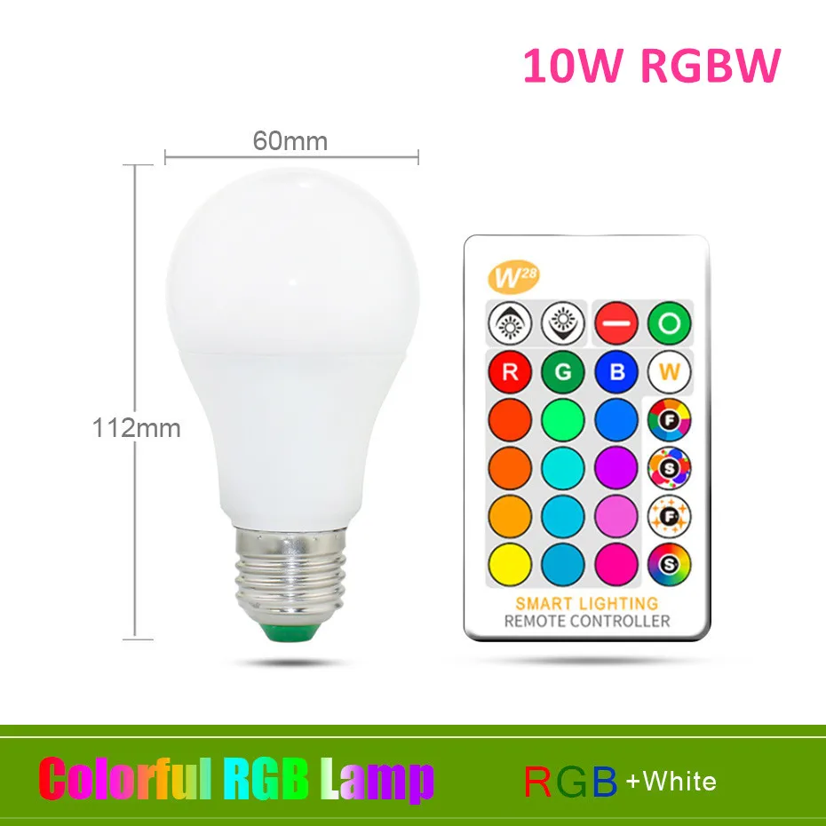 110 В 220 В E27 RGB светодиодный светильник 5 Вт 10 Вт 15 Вт RGB лампада сменная цветная светодиодная лампа RGBW с ИК-пультом дистанционного управления+ режим памяти - Испускаемый цвет: 10W RGB White