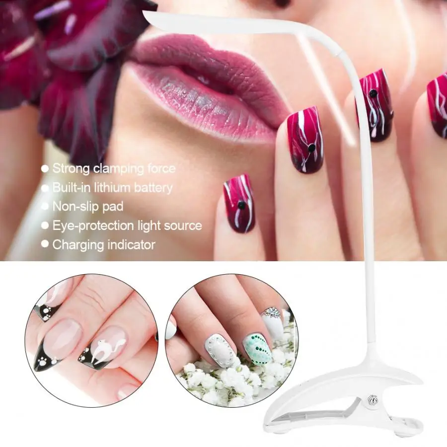 USB Touch Switch Desk Lamp with Clip Nail Art Light Dimmer LED Tattoo Table | Красота и здоровье