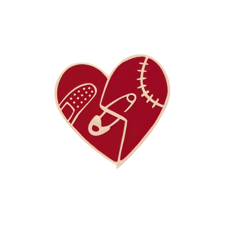 heart 2 шт./компл. сердце по сниженным ценам! Эмаль на булавке для винных бутылок Глобус броши значок пицца чашка джинсовая рубашка лацкан булавки для девочек, ювелирное изделие, подарок - Окраска металла: heart