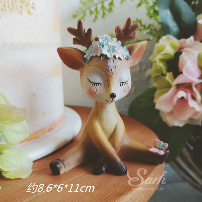 Sika deer E Sika украшения в виде оленя с днем рождения, двухслойные украшения для торта в виде цветка, вечерние украшения для детского дня рождения, свадебные принадлежности для выпечки, прекрасный подарок - Цвет: Sika deer E