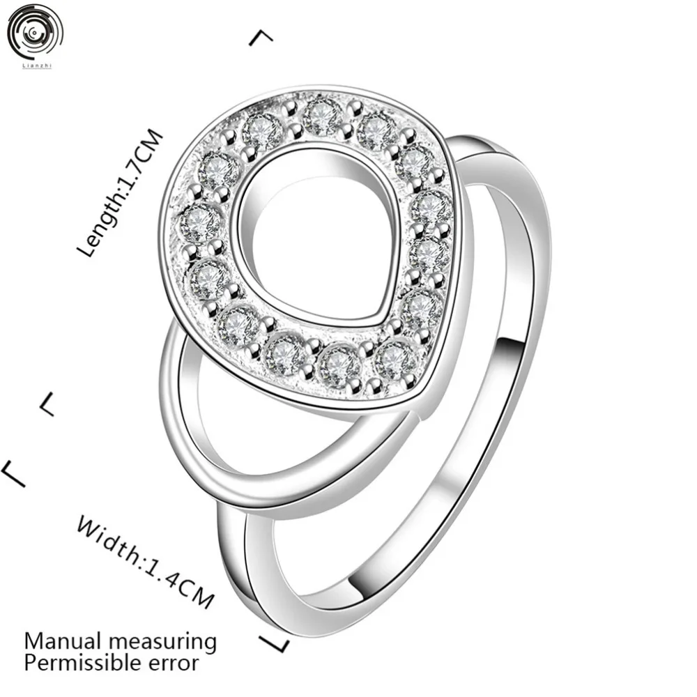 LianZhi Plating silver water droplets zircon contracted ring R559-8 LKNSPCR559-8 | Украшения и аксессуары