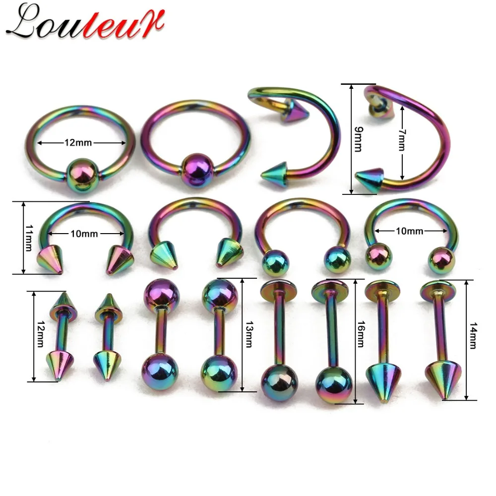 

LOULEUR 16pcs 316L Stainless Steel Spiral Nose Rings Earrings Stud Tragus Piercing for Men Women Fashion Nariz Piercing