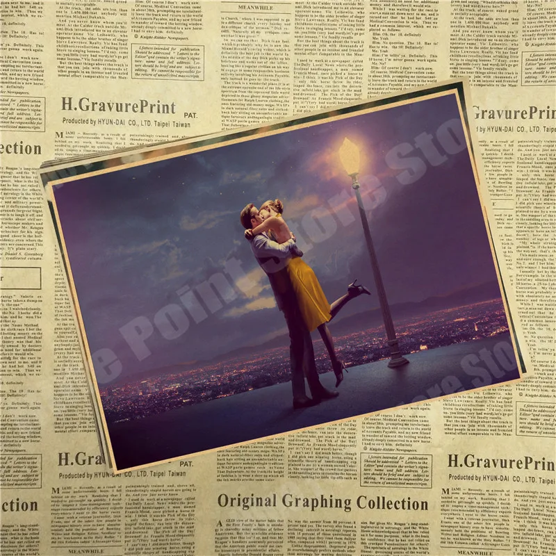 LA LAND фильм ретро крафт-бумага плакат ретро художественные изделия для стен Стикеры гостиной краски бар кафе - Цвет: Светло-желтый
