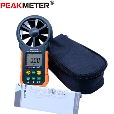 PEAKMETER PM6252A/B USB цифровой анемометр Температура Влажность скорость ветра объем воздуха измерительный прибор с ЖК-подсветкой - Цвет: PM6252A-Withoutbox