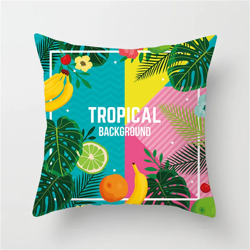 Fuwatacchi с листьями тропического леса наволочка цветами тропический стиль фламинго