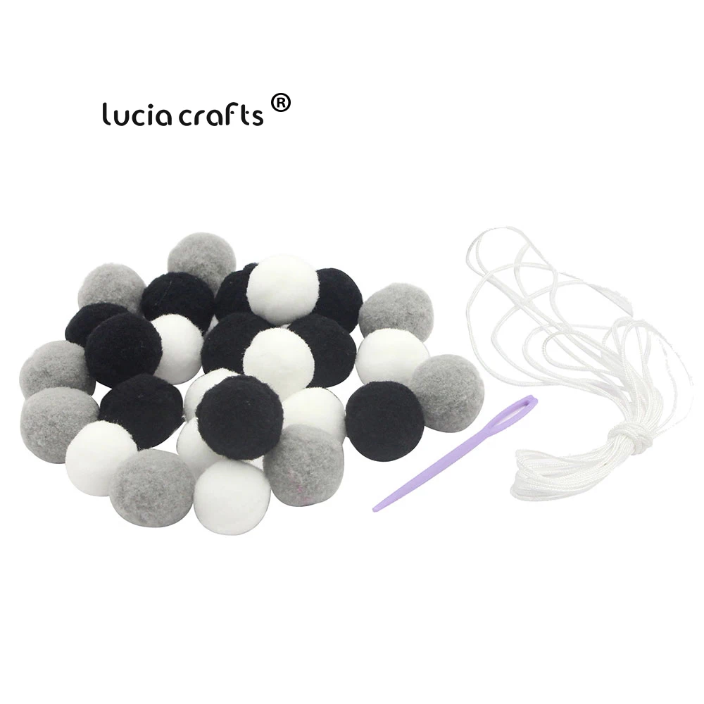 Color 1 Lucia ремесла около 30 шт./лот шерсть фетровые шары скандинавском стиле DIY Детская комната украшения висят на стене Pom Poms реквизит J1006 - Цвет: Color 1