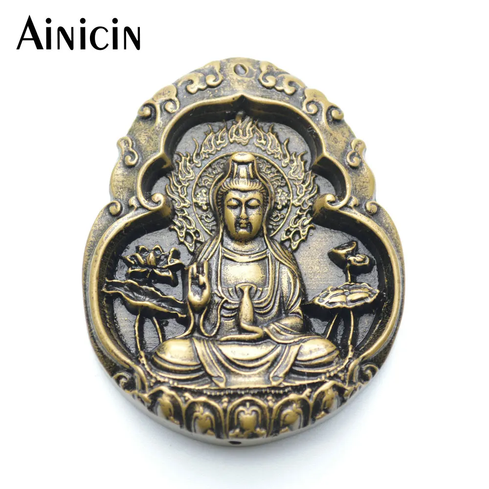 2шт Богиня вдохновленной правды Подвески Гуаньинь огромный размер 53x65 мм латунь