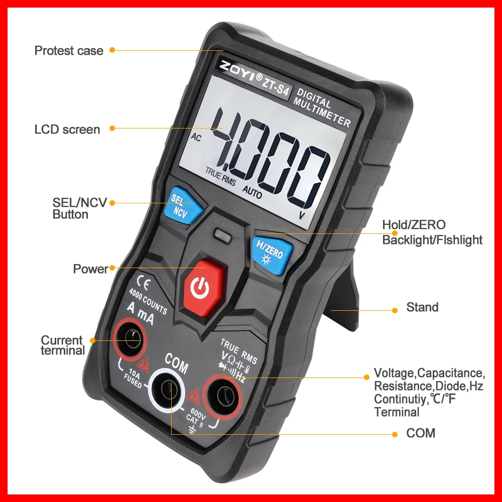 Цифровой мультиметр 4000 в отсчетов автоматический выбор диапазона Измеритель