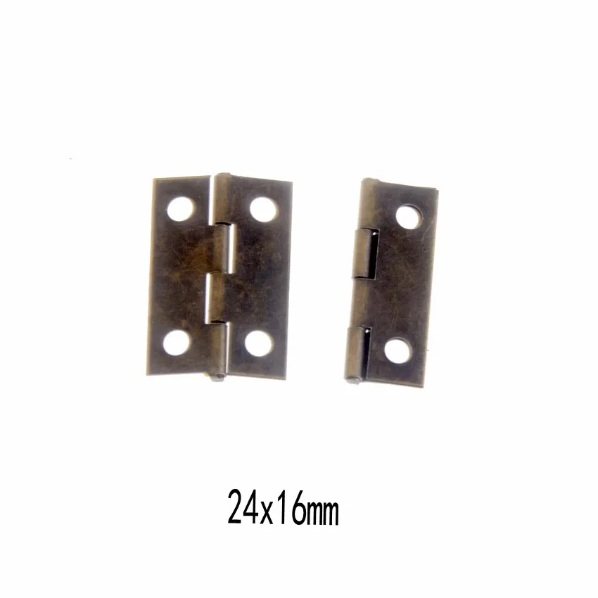 24x16mm Bronze 10 компл. Золотые/серебряные/бронзовые дверные петли ящика шкафа Ювелирная коробка декоративные петли для мебельной фурнитуры - Цвет: 24x16mm Bronze