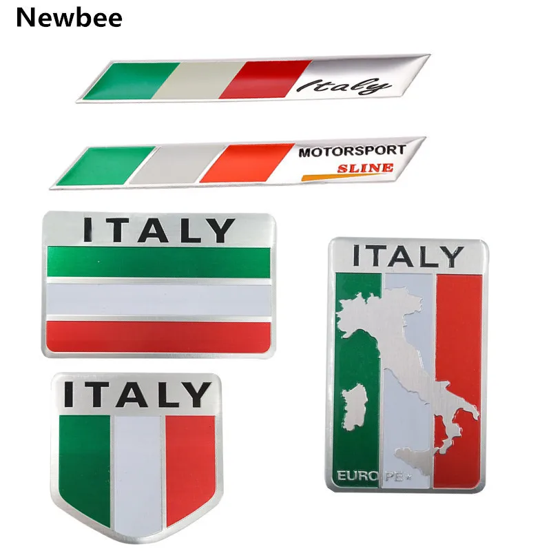 Металлическая Эмблема флага Италии Newbee стикер для стайлинга автомобиля наклейка