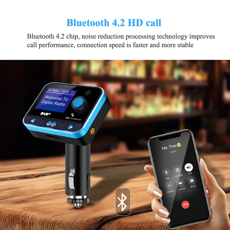 JaJaBor DAB FM передатчик Bluetooth автомобильный комплект громкой связи 3,5 мм AUX аудио MP3 плеер DAB цифровой аудио вещания автомобильный радиоприемник