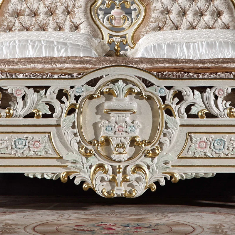 Мебель для спальни в средиземноморском стиле роскошная кровать с резной золотой