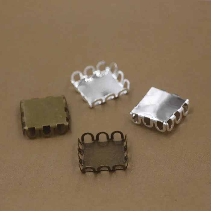 Внутренняя часть: 12 мм 100 шт./пакет квадратная античная бронза/серебро базовые