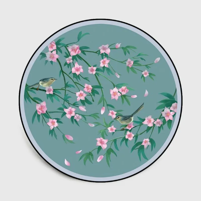 Круглый коврик с рисунком китайских цветов и птиц мягкие Нескользящие Коврики