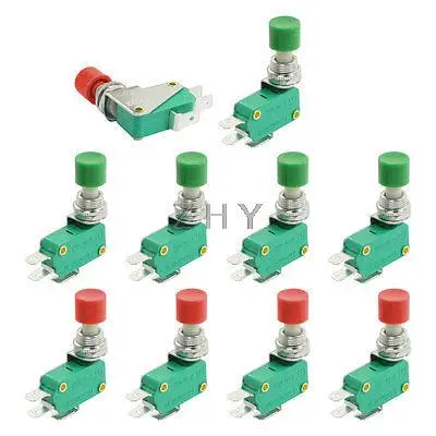 10 шт. 16A 125/250VAC 1NO 1NC SPDT зеленый красный нажимной тип Миниатюрный