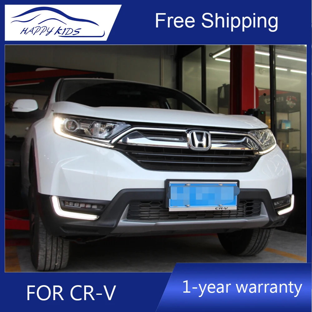 Автомобильный стилизующий светодиодный ДХЛ для Honda CRV CR-V 2016-2018 светодиодные светильники дневного хода 12 В водонепроницаемые с сигнальной противотуманной лампой.