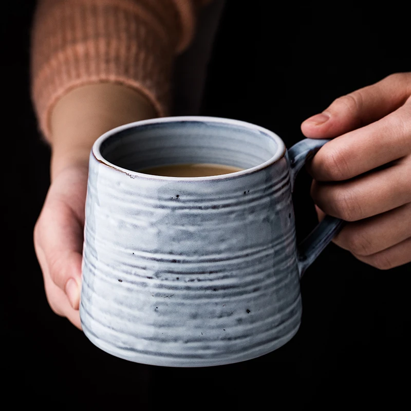 Керамическая кружка в скандинавском стиле ретро полосатая чашка градиентного