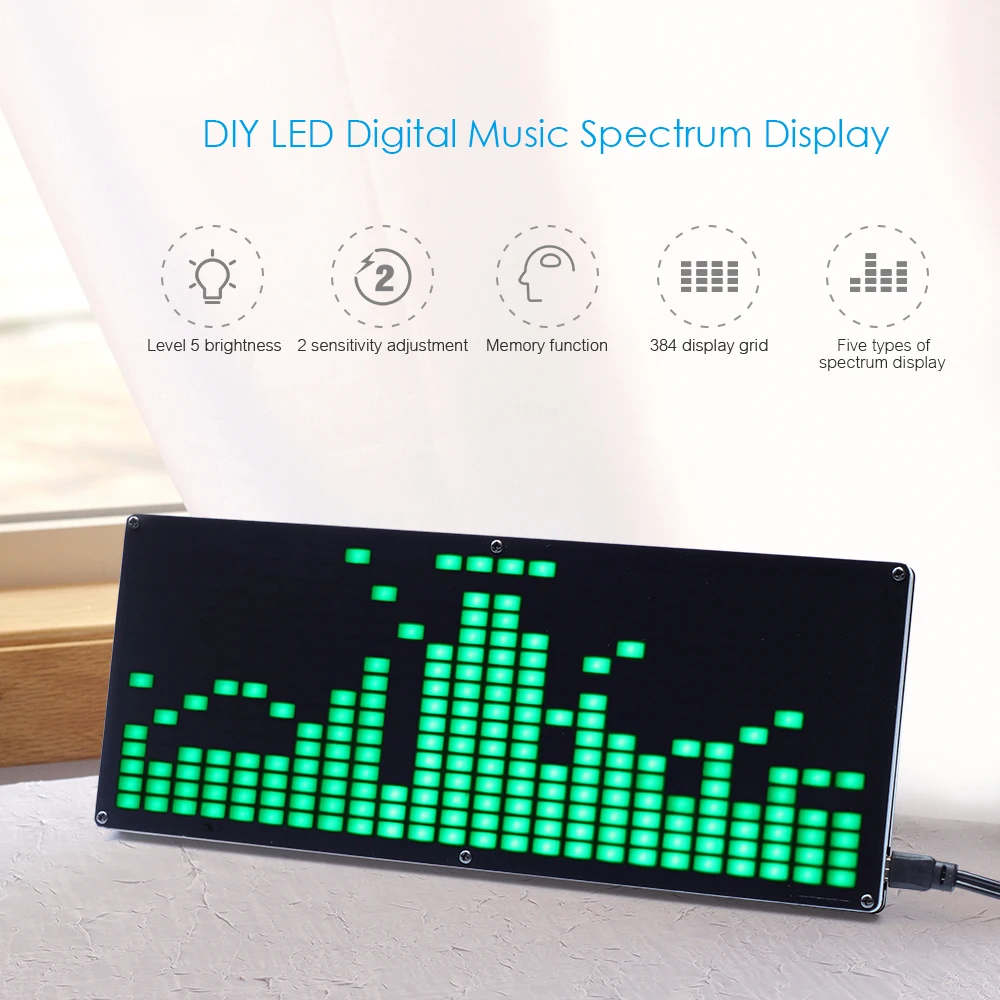 DIY светодиодный цифровой музыкальный спектр дисплей комплект SCM светодиодный модуль 2 в 1 USB и аудио кабель изменение с музыкальным ритмом