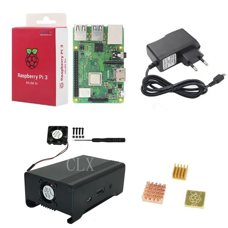 Raspberry Pi 3 Model B+/3 Starter Kit + Metal shell Fan Power Adapter Heat Sink for RPI 3/3b+ | Компьютеры и офис