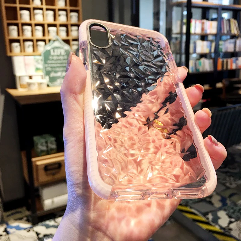 Роскошный чехол для телефона с алмазным узором iPhone X XR XS Max TPU Силиконовый
