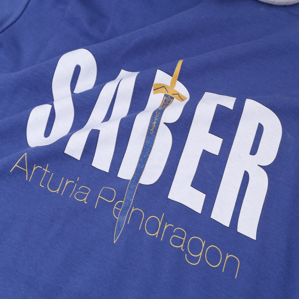 Аниме JK Fate FGO Saber Arthur Pendragon Повседневная куртка с косплейным принтом синяя Толстовка Футболка с коротким рукавом на шнурке для женщин и мужчин