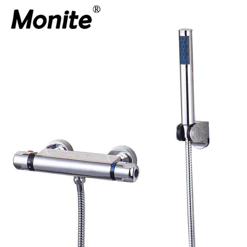 

Bathroom Thermostatic Rainfall Shower Head Bathtub Shower Water Tap Shower Set Faucet Mixer Tap Round Head