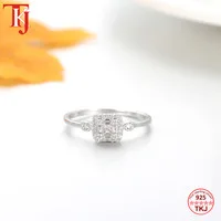 TKJ Настоящее серебро 925 проба ослепительный фианит циркония палец кольца для женщин Свадебные обручальные кольца ювелирные изделия