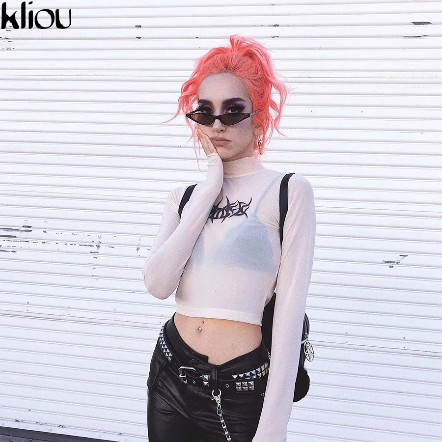 Weirdgirl, сексуальная Водолазка с длинным рукавом, укороченная футболка, тройники, лето-осень, Женская Новая мода, просвечивающие повседневные топы, футболки
