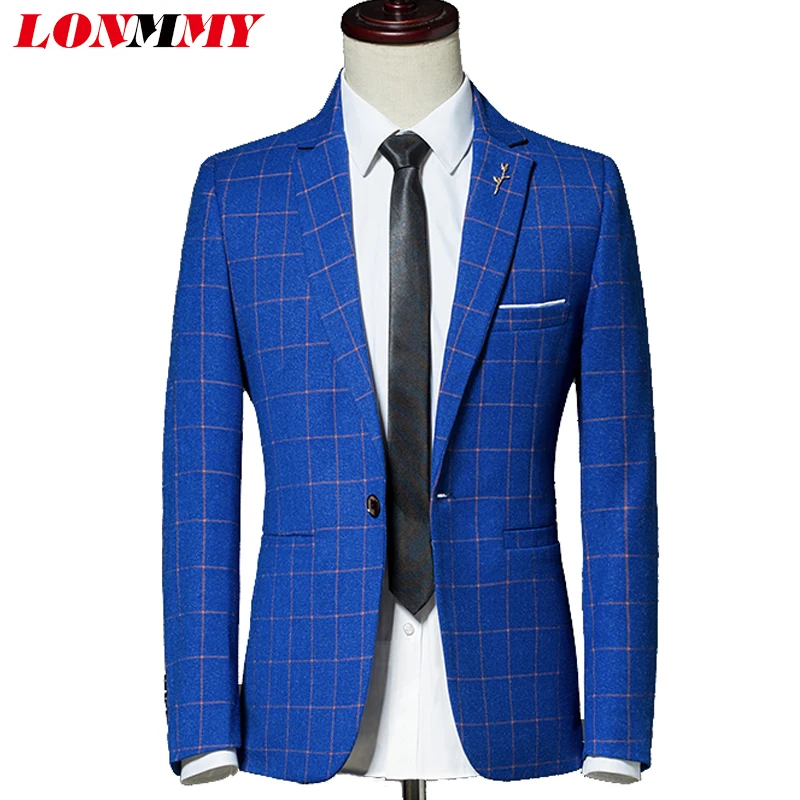 LONMMY повседневное Блейзер мужские костюмы и этап для мужчин свадьбы Slim fit Casaco masculino