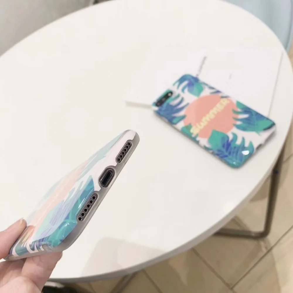 Ourpho IMD белый край чехол для iPhone X XR XS MAX модная заколка листьев 6 6s 7 8