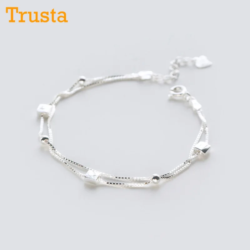 Trusta 925 пробы серебряные Модные женские ювелирные изделия полые сердце браслет 15,5 см для подарка девушка леди дропшиппинг DS568