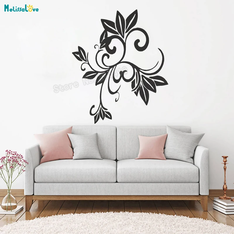 Виниловая художественная Наклейка на стену наклейки с вьющимися листьями