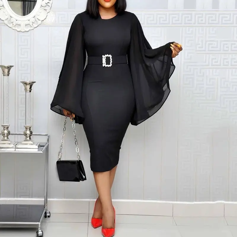 Элегантное Черное Платье в африканском стиле размера плюс винтажное летнее