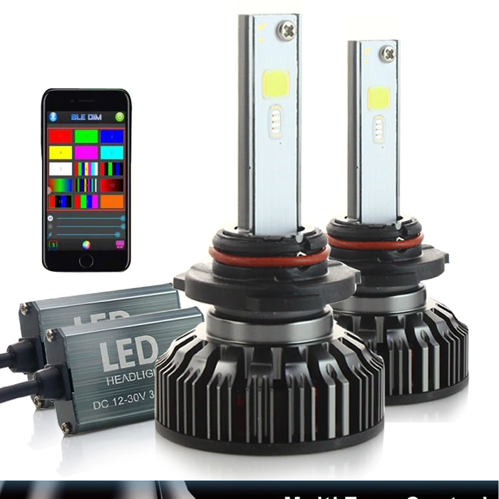 Dyoung 2 шт. h7 h4 RGB фара Лампа Комплект лампы H8 H11 H13 9005 9006 СВЕТОДИОДНАЯ Фара Bluetooth телефона управление светом звуком с can-bus