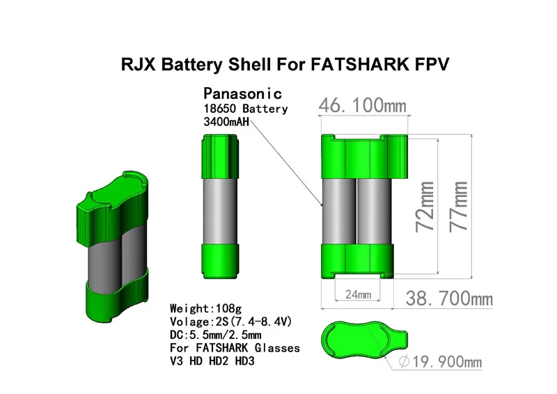 1 комплект Pansonic 18650 3400 мАч чехол для батареи 2S протектор FATSHARK очков V3 HD HD2 HD3 RC FPV