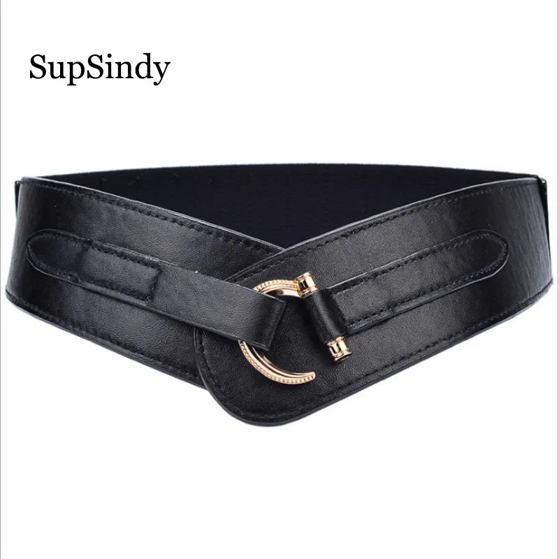 SupSindy woman's belt female Elastic wide belt Punk Vintage luxury leather belts for women Dress lady's original Coat waistband