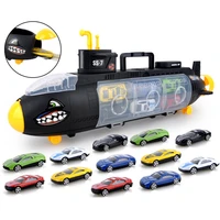 6pcs12pcsset mini alloy car model building kits classic toy suit shark submarine portable storage box toys for children g