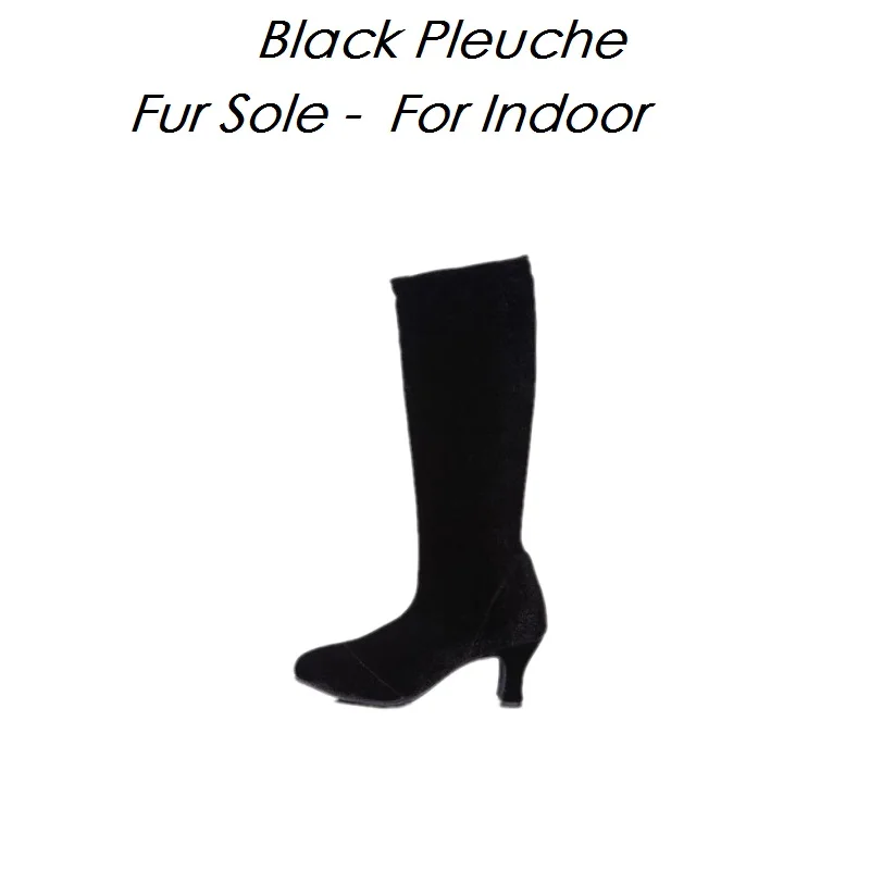 Black For Indoor Fan wu fang/Новинка года; сапоги для латинских танцев из PU искусственной кожи и плюша; осенне-зимние женские сапоги для танцев на высоком каблуке с резиновой/меховой подошвой; 868 - Цвет: Black For Indoor