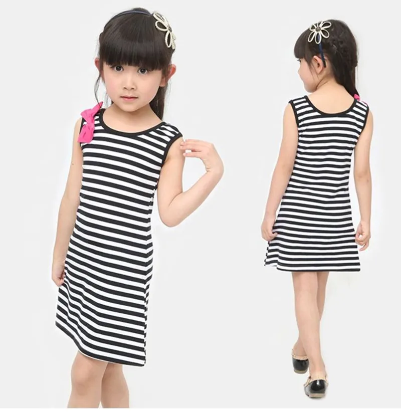 Summer Dress for Girl Teen Stripe Sleeveless Bow Slim Teenage Kids Dresses vestidos Girls Clothes | Детская одежда и обувь