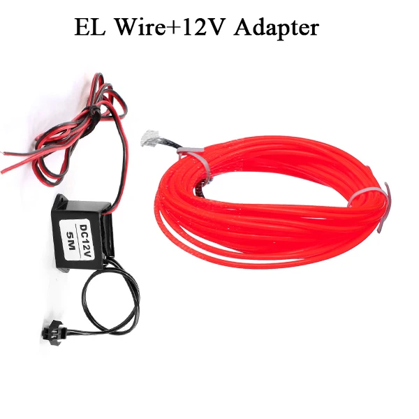 OSIDEN EL Wire светильник для автомобиля 1M2M3M5M неоновый струнный светильник s Танцевальная вечеринка Декор неоновый светильник светодиодный светильник гибкий водонепроницаемый светодиодный светильник полоса - Испускаемый цвет: EL With 12V Adapter