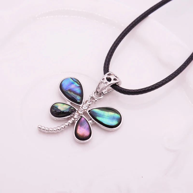 Женские винтажные ожерелья Чокеры с изображением стрекозы в виде ракушек Abalone