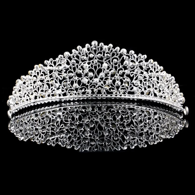 Великолепный Романтический Свадебные Diamante тиара сверкающие хрустальные корона посеребренные Люкс Перл Hairband Украшения для волос Интимные аксессуары