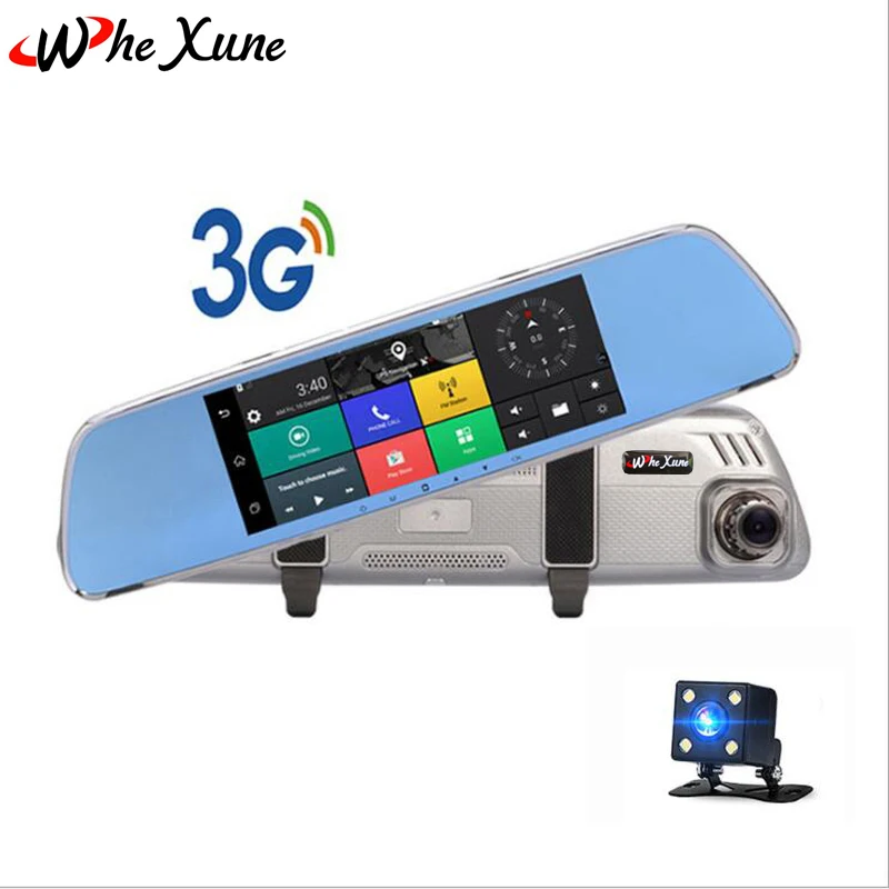 Whexune 7 дюймов 3G Автомобильный видеорегистратор Android 5.0 HD 1080 P IPS touch Зеркало заднего