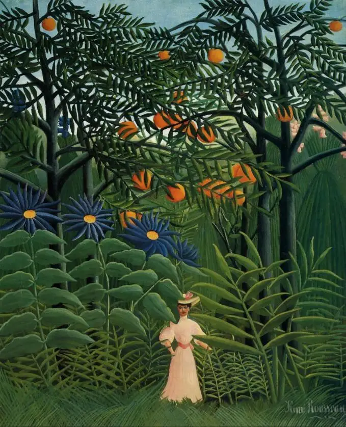 

High quality Oil painting Canvas Reproductions Woman Walking in an Exotic Forest (1905). by Henri Rousseau painting hand painted