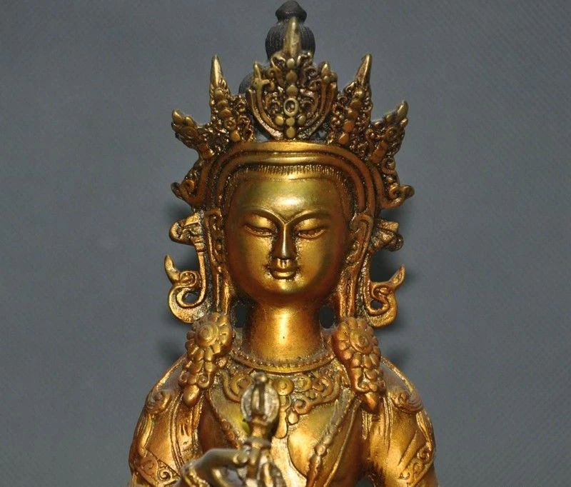Тибетский буддизм бронзовый Gilt Vajrasattva tara Kwan-Yin статуя Бодхисаттвы Гуаньинь | Дом и