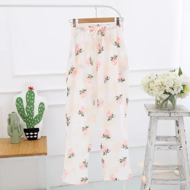 Style4 Женская одежда для отдыха пижамные штаны брюки марлевые хлопковые пижамы с принтом брюки пижамы женские брюки XL 25 цветов - Цвет: Style4