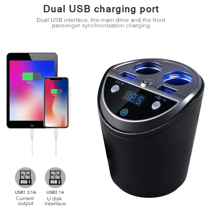 Беспроводной автомобильный Fm трансмиттер с Bluetooth MP3 плеер подстаканник комплект