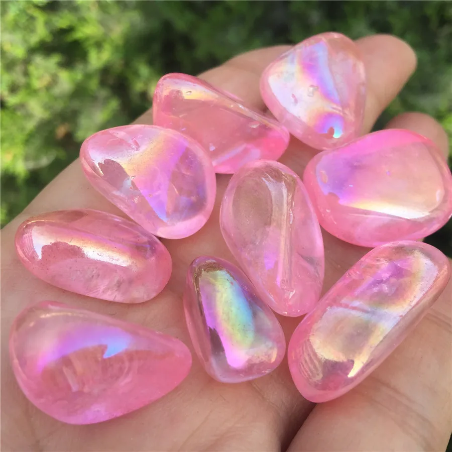 

Natural Quartz Electroplating Rose Gravel Crystal Colorful Angel Aura Breakstone Minerals Healing Energy Decoration wholesale